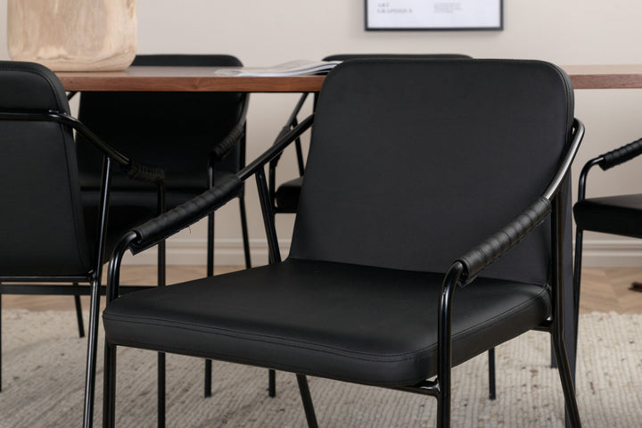 Venture Home Uno Dining Table - Black / Walnut Veneer+Tvist Chair - Black / Black PU_6