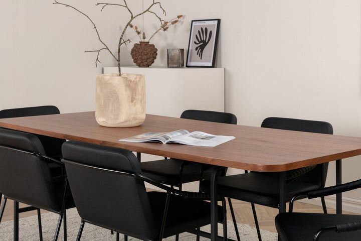 Venture Home Uno Dining Table - Black / Walnut Veneer+Tvist Chair - Black / Black PU_6