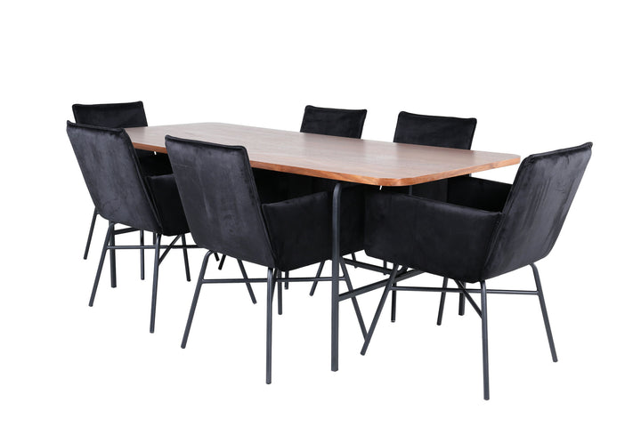 Venture Home Uno Dining Table - Black / Walnut Veneer+Petra Chair - Black / Black Velvet_6