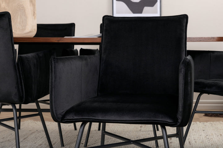 Venture Home Uno Dining Table - Black / Walnut Veneer+Petra Chair - Black / Black Velvet_6