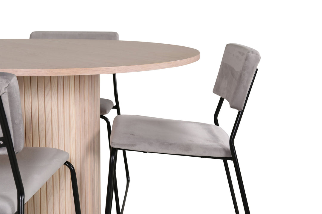 Venture Home Bianca Round Dining Table - White Wash / Black Veneer+Kenth Chair - Black / Light Grey Velvet_4