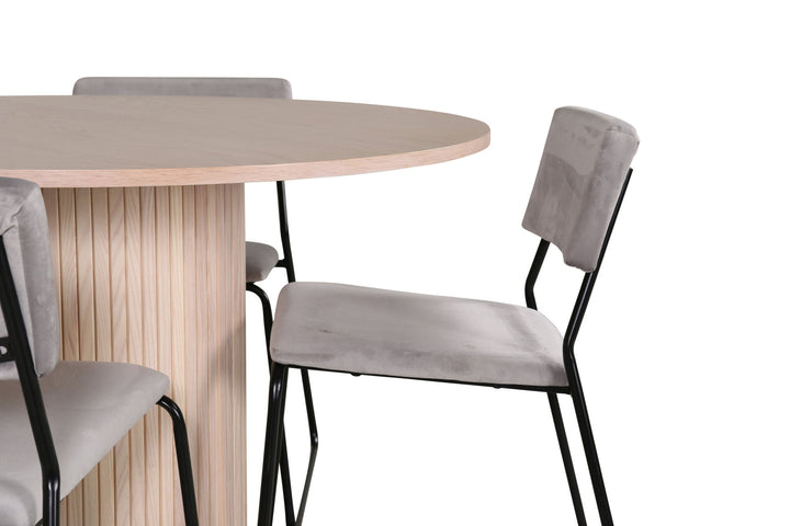 Venture Home Bianca Round Dining Table - White Wash / Black Veneer+Kenth Chair - Black / Light Grey Velvet_4