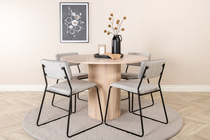 Venture Home Bianca Round Dining Table - White Wash / Black Veneer+Kenth Chair - Black / Light Grey Velvet_4