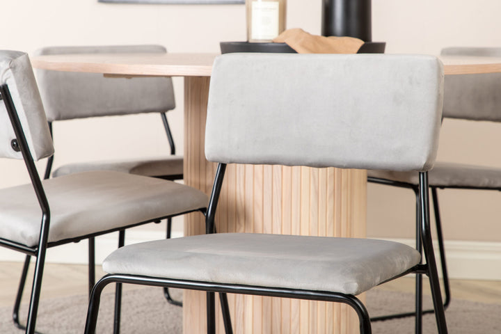 Venture Home Bianca Round Dining Table - White Wash / Black Veneer+Kenth Chair - Black / Light Grey Velvet_4
