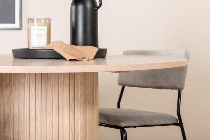 Venture Home Bianca Round Dining Table - White Wash / Black Veneer+Kenth Chair - Black / Light Grey Velvet_4
