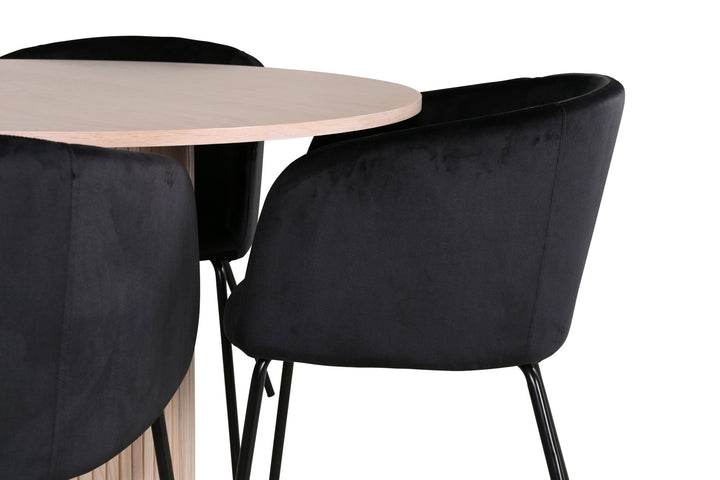 Venture Home Bianca Round Dining Table - White Wash / Black Veneer+Berit Chair - Black / Black Velvet_4