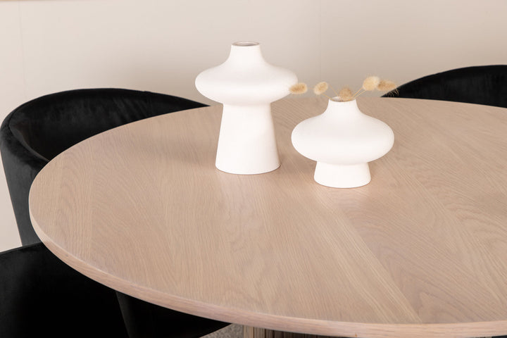 Venture Home Bianca Round Dining Table - White Wash / Black Veneer+Berit Chair - Black / Black Velvet_4
