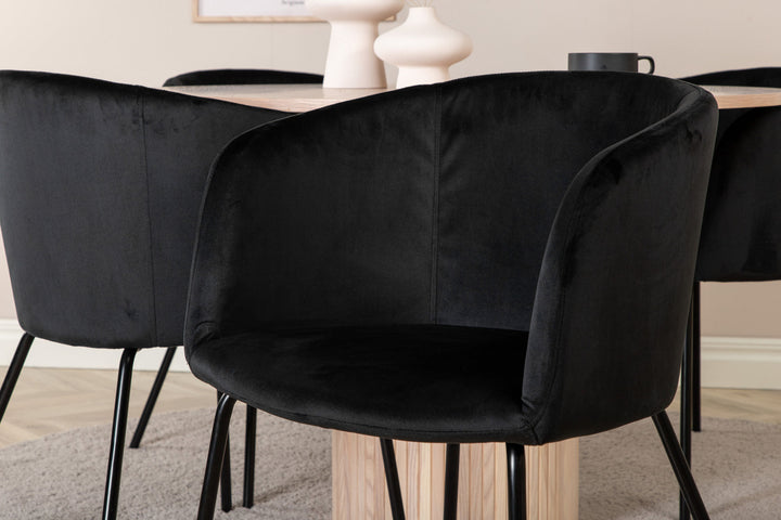 Venture Home Bianca Round Dining Table - White Wash / Black Veneer+Berit Chair - Black / Black Velvet_4