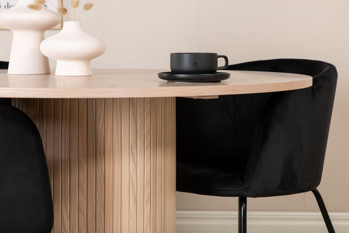 Venture Home Bianca Round Dining Table - White Wash / Black Veneer+Berit Chair - Black / Black Velvet_4