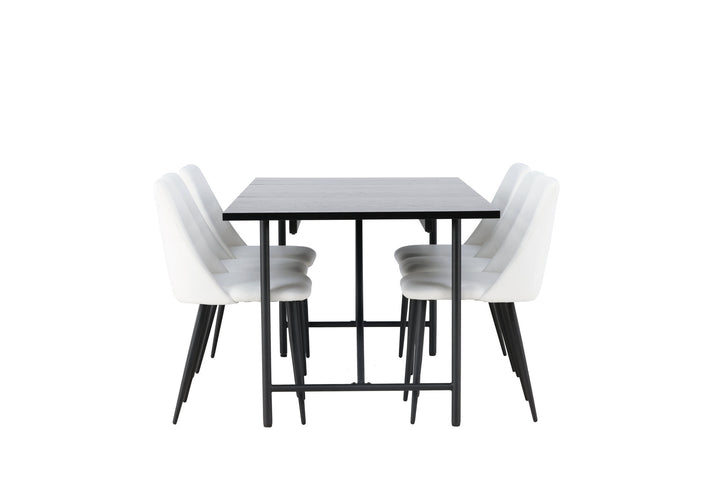 Venture Home Astrid Dining Table 200*75 - Matte black / Matte black MDF with veneer +Night Dining Chair - Black / White PU _6