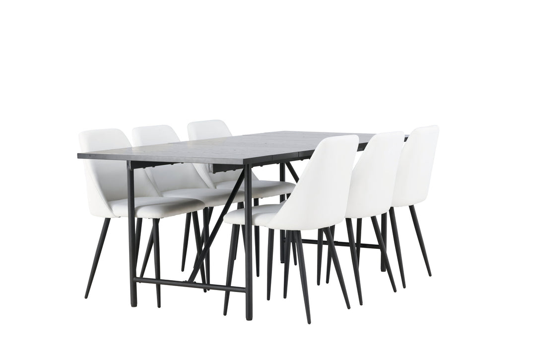 Venture Home Astrid Dining Table 200*75 - Matte black / Matte black MDF with veneer +Night Dining Chair - Black / White PU _6