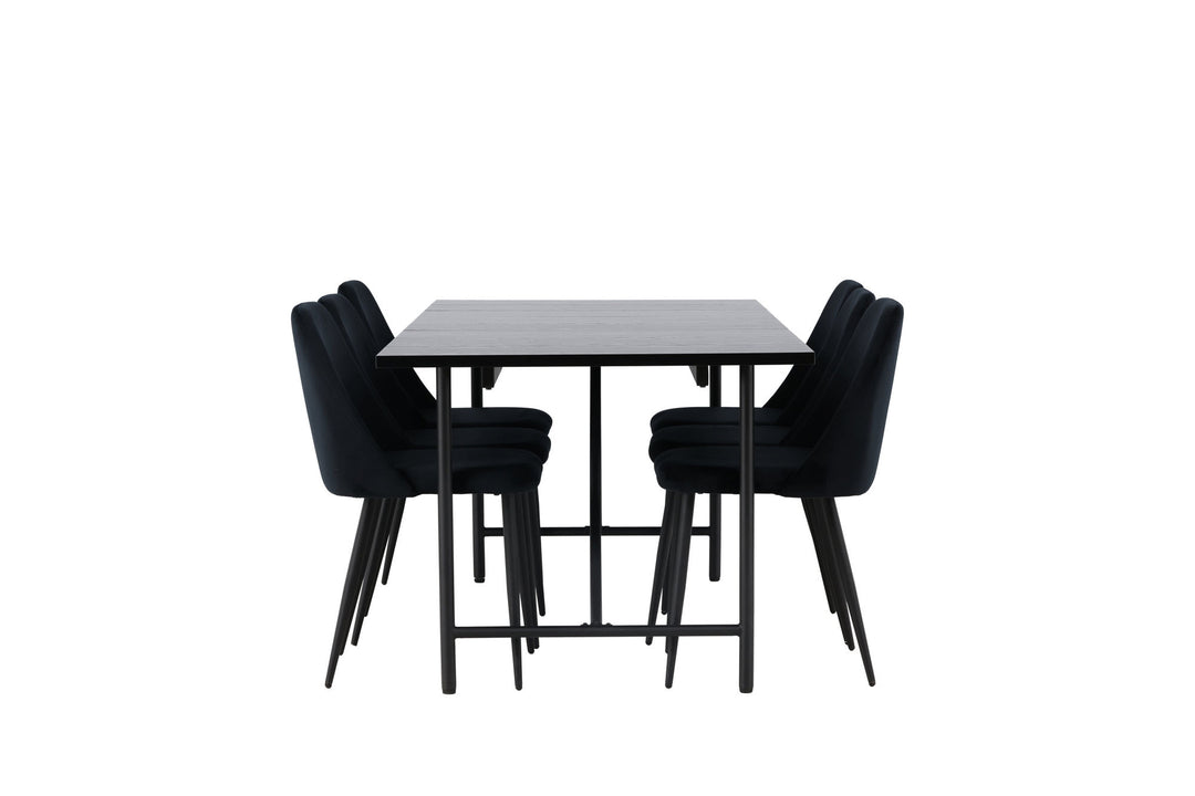 Venture Home Astrid Dining Table 200*75 - Matte black / Matte black MDF with veneer +Night Dining Chair - Black / Black Velvet _6