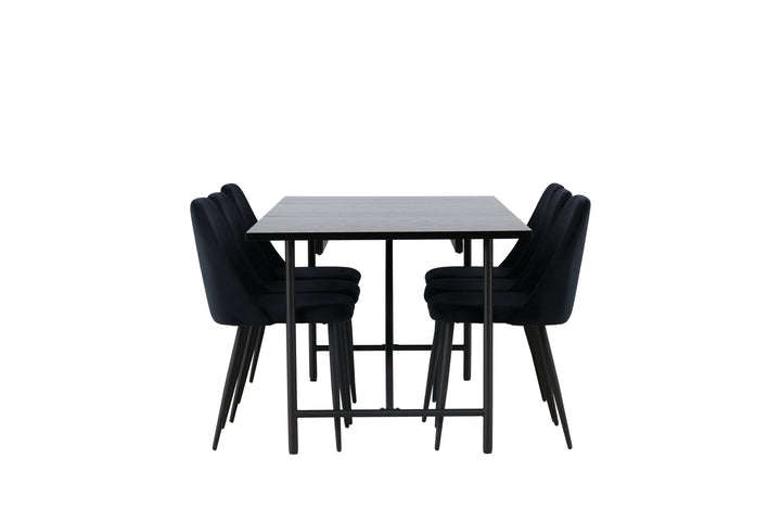 Venture Home Astrid Dining Table 200*75 - Matte black / Matte black MDF with veneer +Night Dining Chair - Black / Black Velvet _6