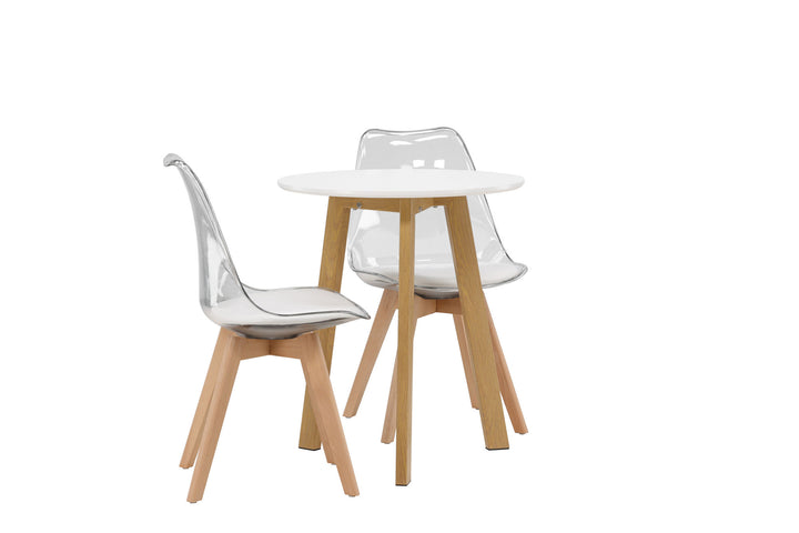 Venture Home Leonora Dining Table φ65 - Oaklook / White MDF +Edvin Dining Chair - Nature / PET (seat cushion white) PET surface,seat with usual sponge _2