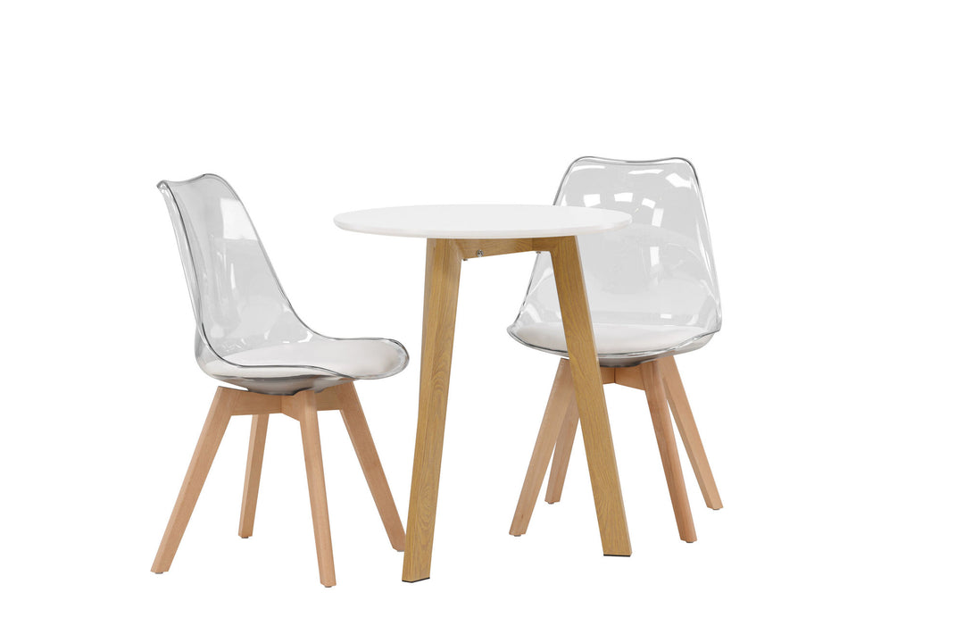 Venture Home Leonora Dining Table φ65 - Oaklook / White MDF +Edvin Dining Chair - Nature / PET (seat cushion white) PET surface,seat with usual sponge _2
