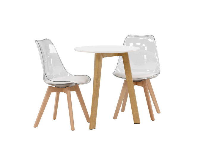 Venture Home Leonora Dining Table φ65 - Oaklook / White MDF +Edvin Dining Chair - Nature / PET (seat cushion white) PET surface,seat with usual sponge _2