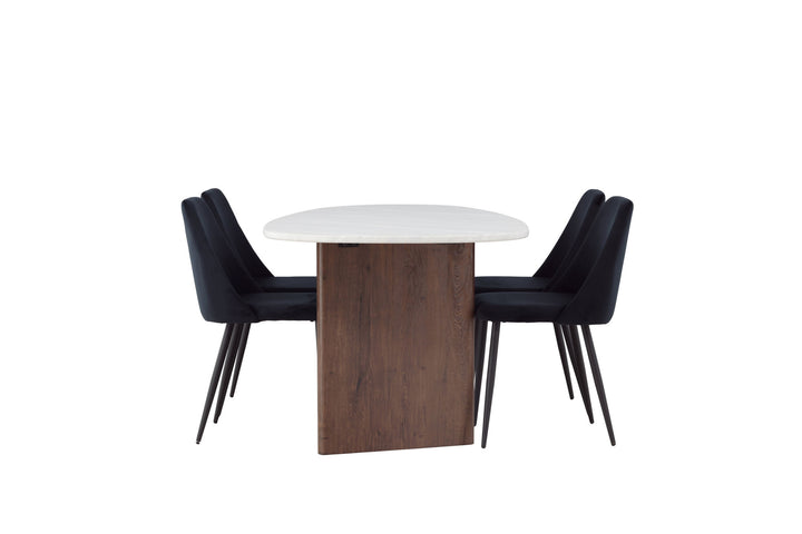 Venture Home Grönvik Dining Table 180*75 - Mocca / Offwhite Concretelook MDF +Night Dining Chair - Black / Black Velvet _4