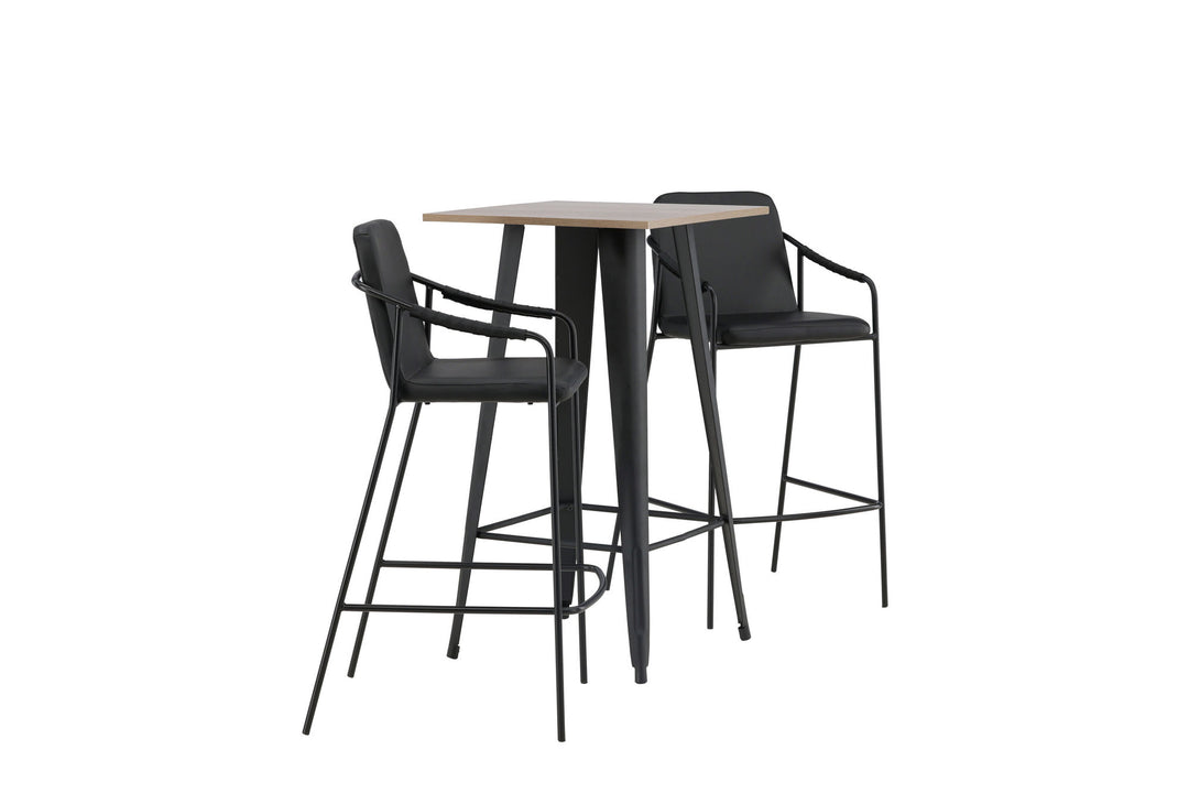 Venture Home Tempe Bar Table - Black / Nature MDF +Bella Bar Chair - Black / Black PU _2