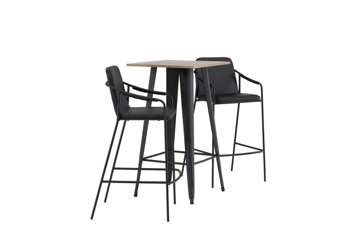 Venture Home Tempe Bar Table - Black / Nature MDF +Bella Bar Chair - Black / Black PU _2