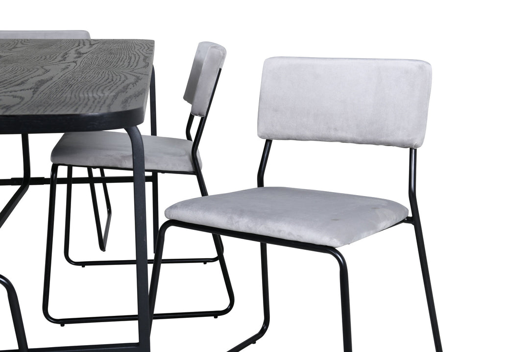 Venture Home Uno Dining Table - Black / Black Veneer+Kenth Chair - Black / Light Grey Velvet_6