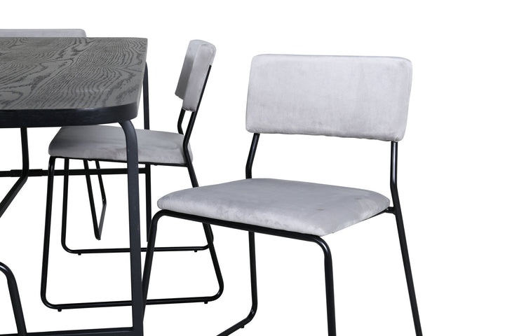 Venture Home Uno Dining Table - Black / Black Veneer+Kenth Chair - Black / Light Grey Velvet_6