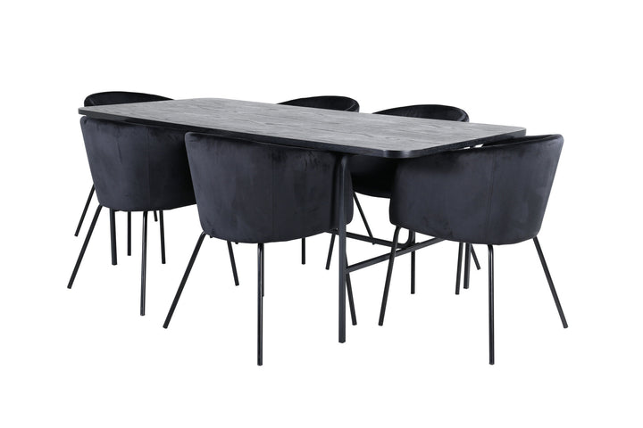 Venture Home Uno Dining Table - Black / Black Veneer+Berit Chair - Black / Black Velvet_6