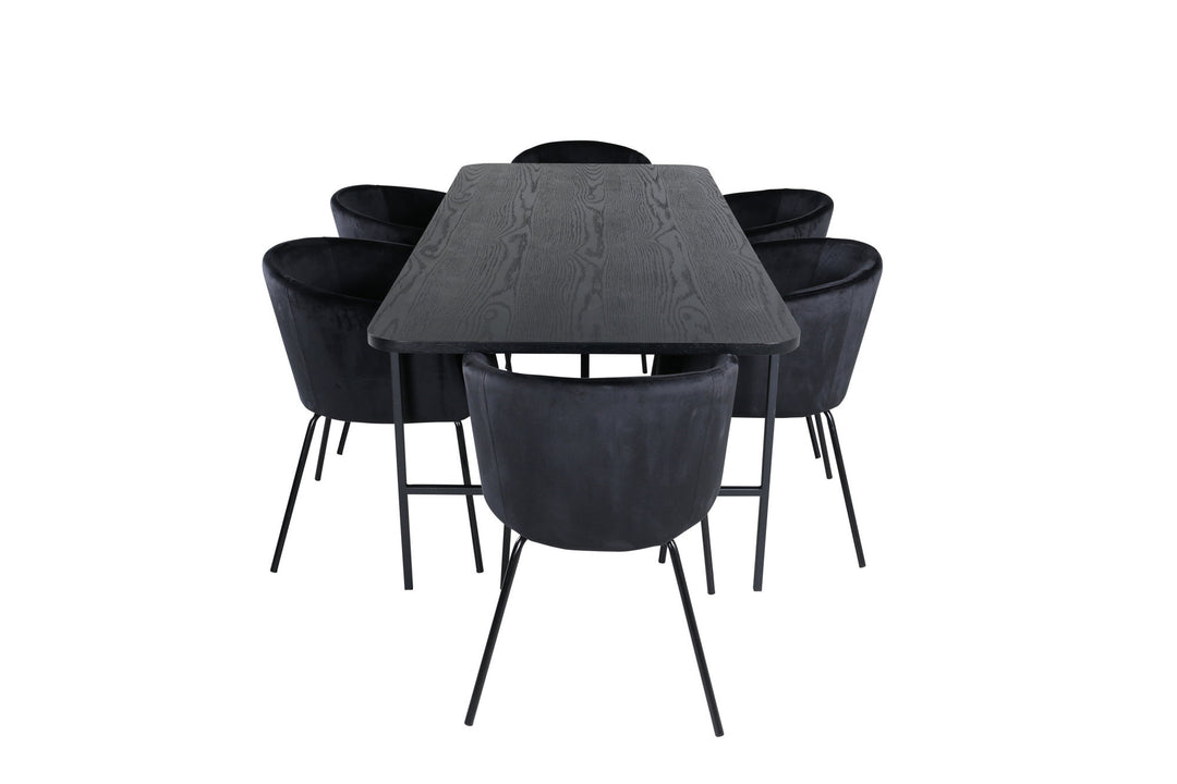 Venture Home Uno Dining Table - Black / Black Veneer+Berit Chair - Black / Black Velvet_6