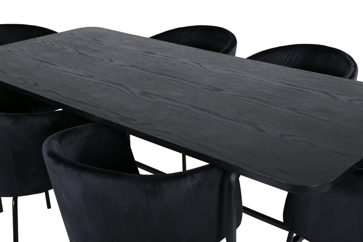 Venture Home Uno Dining Table - Black / Black Veneer+Berit Chair - Black / Black Velvet_6