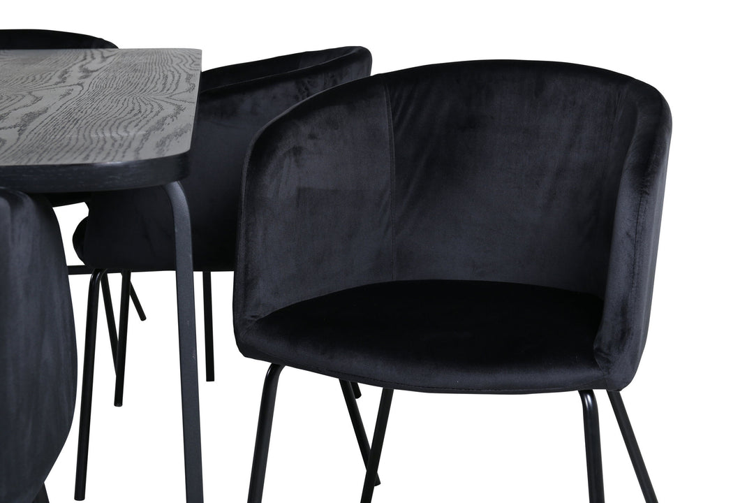 Venture Home Uno Dining Table - Black / Black Veneer+Berit Chair - Black / Black Velvet_6