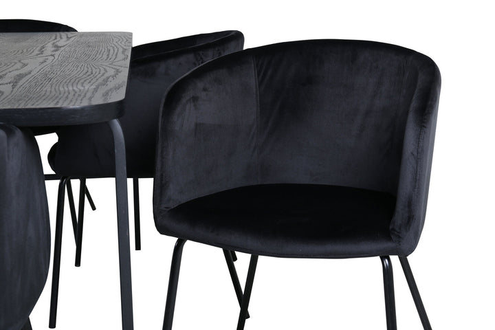 Venture Home Uno Dining Table - Black / Black Veneer+Berit Chair - Black / Black Velvet_6