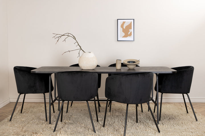 Venture Home Uno Dining Table - Black / Black Veneer+Berit Chair - Black / Black Velvet_6