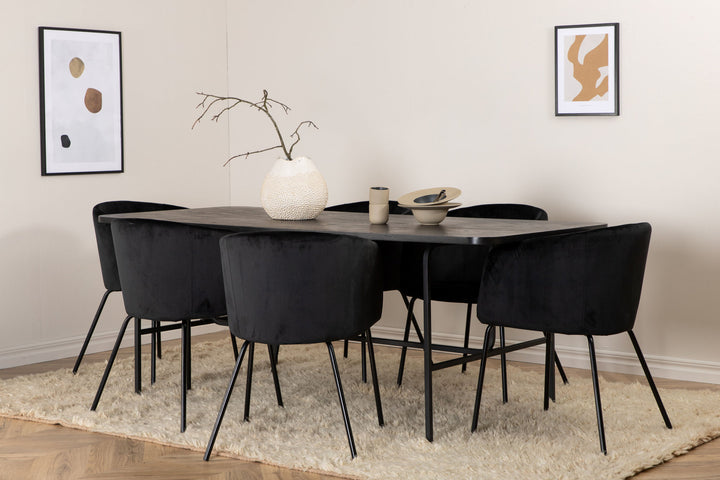 Venture Home Uno Dining Table - Black / Black Veneer+Berit Chair - Black / Black Velvet_6