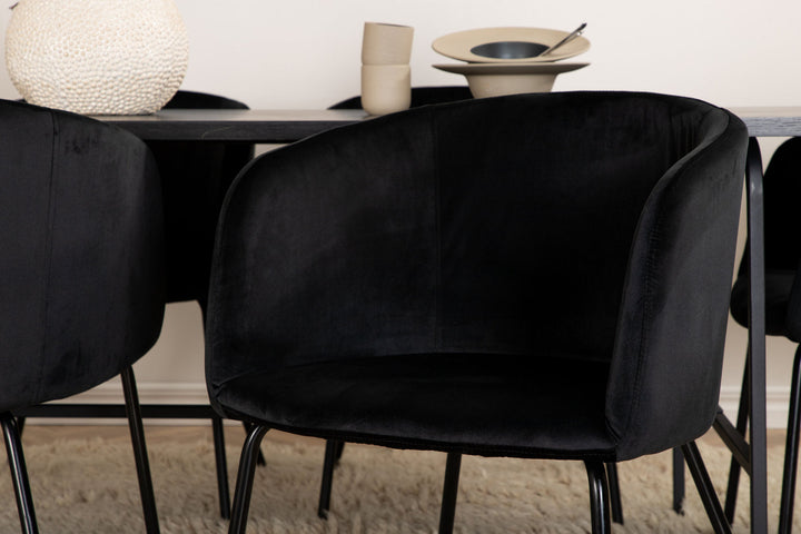 Venture Home Uno Dining Table - Black / Black Veneer+Berit Chair - Black / Black Velvet_6