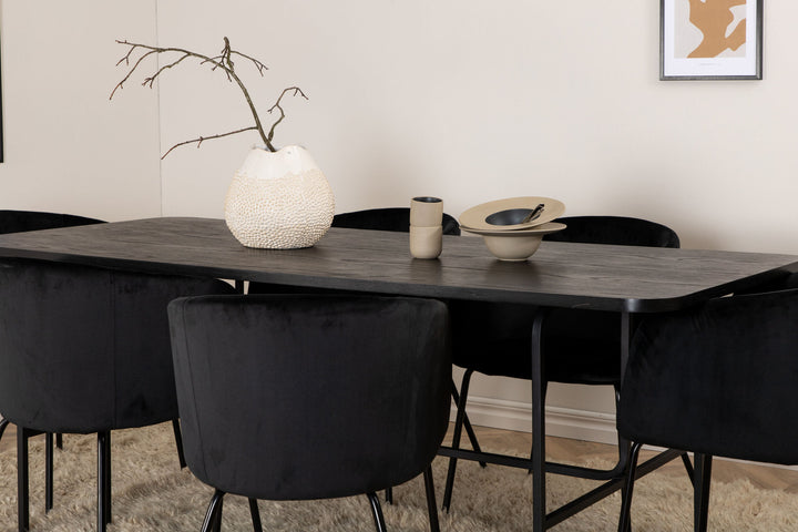 Venture Home Uno Dining Table - Black / Black Veneer+Berit Chair - Black / Black Velvet_6