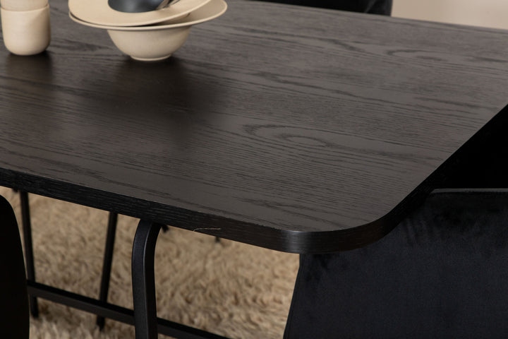 Venture Home Uno Dining Table - Black / Black Veneer+Berit Chair - Black / Black Velvet_6