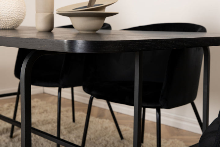 Venture Home Uno Dining Table - Black / Black Veneer+Berit Chair - Black / Black Velvet_6