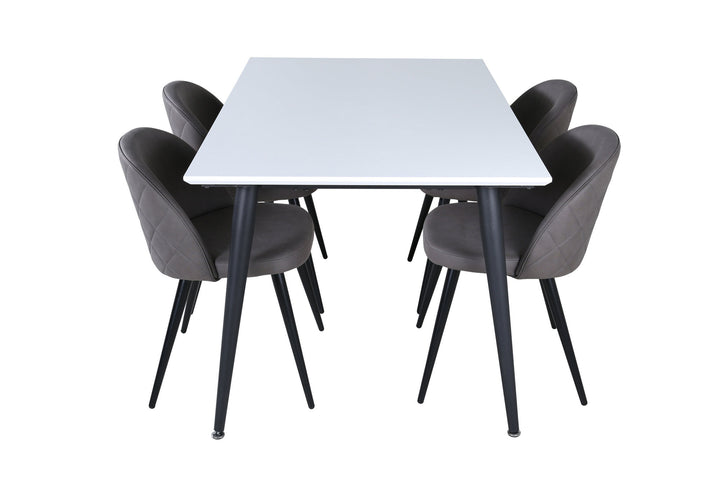 Venture Home Jimmy Dining Table - Black / White HPL+Velvet Stitches Chair - Black / Grey Micro Fibre_4