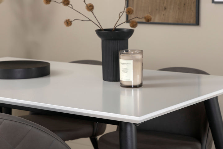Venture Home Jimmy Dining Table - Black / White HPL+Velvet Stitches Chair - Black / Grey Micro Fibre_4