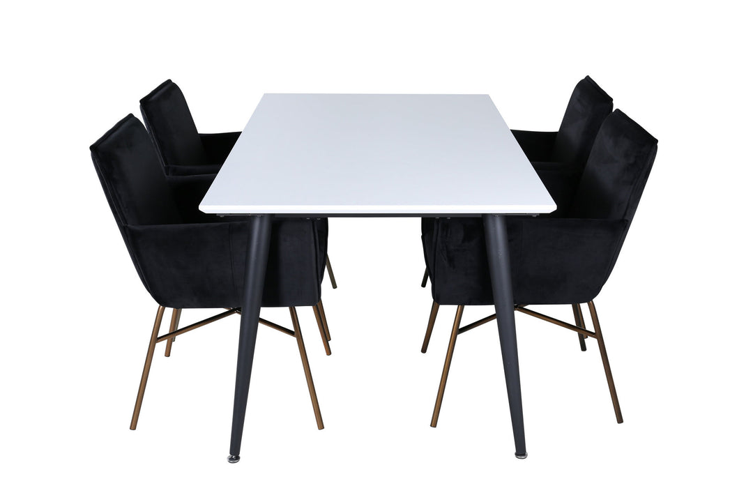Venture Home Jimmy Dining Table - Black / White HPL+Petra Chair - Distressed Copper / Black Velvet_4