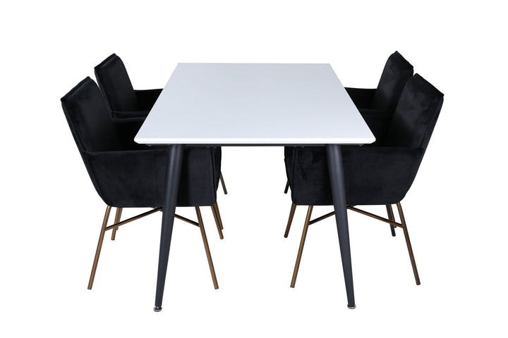 Venture Home Jimmy Dining Table - Black / White HPL+Petra Chair - Distressed Copper / Black Velvet_4