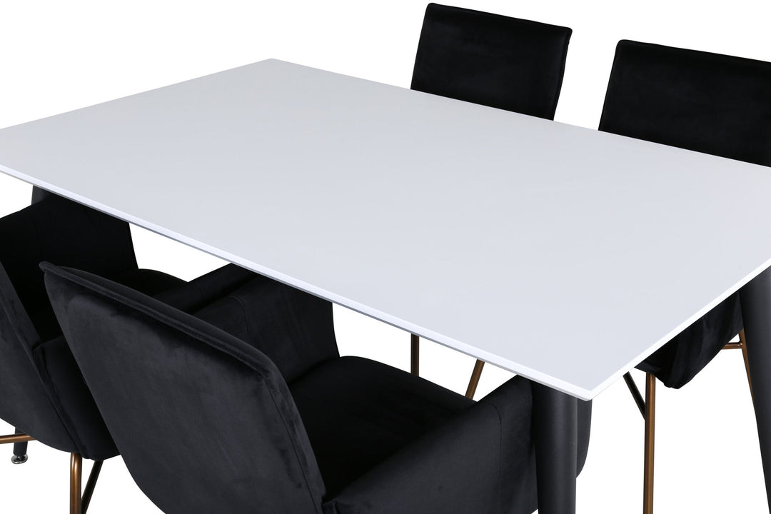 Venture Home Jimmy Dining Table - Black / White HPL+Petra Chair - Distressed Copper / Black Velvet_4