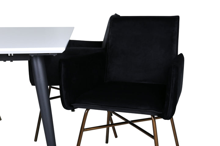 Venture Home Jimmy Dining Table - Black / White HPL+Petra Chair - Distressed Copper / Black Velvet_4