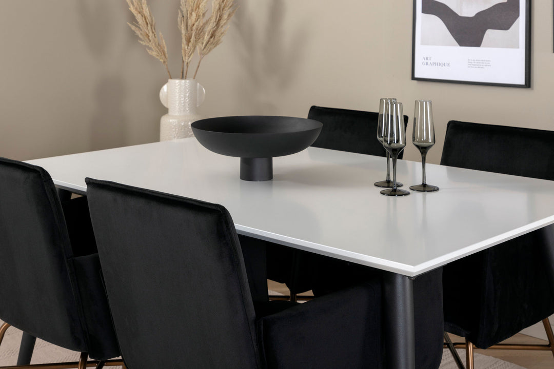 Venture Home Jimmy Dining Table - Black / White HPL+Petra Chair - Distressed Copper / Black Velvet_4