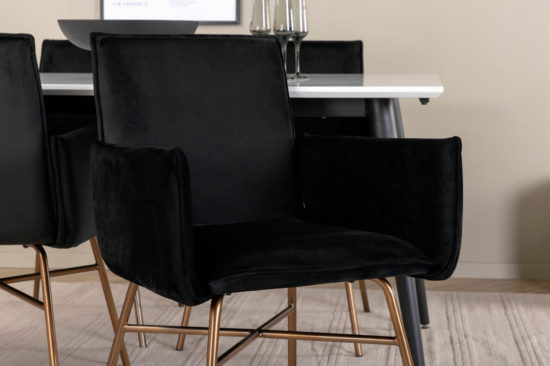 Venture Home Jimmy Dining Table - Black / White HPL+Petra Chair - Distressed Copper / Black Velvet_4