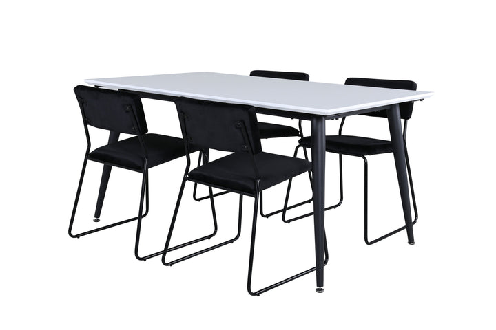 Venture Home Jimmy Dining Table - Black / White HPL+Kenth Chair - Black / Black Velvet_4