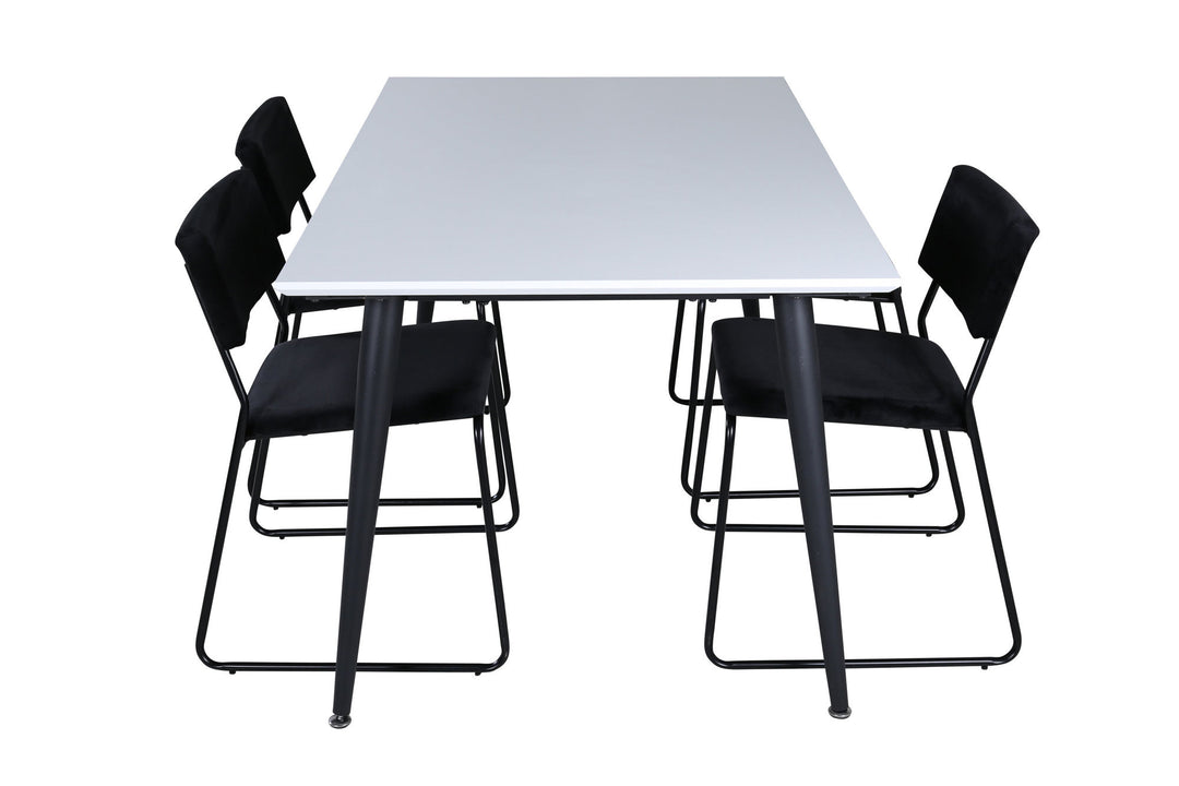 Venture Home Jimmy Dining Table - Black / White HPL+Kenth Chair - Black / Black Velvet_4