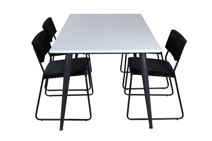 Venture Home Jimmy Dining Table - Black / White HPL+Kenth Chair - Black / Black Velvet_4