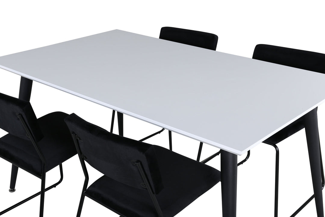 Venture Home Jimmy Dining Table - Black / White HPL+Kenth Chair - Black / Black Velvet_4