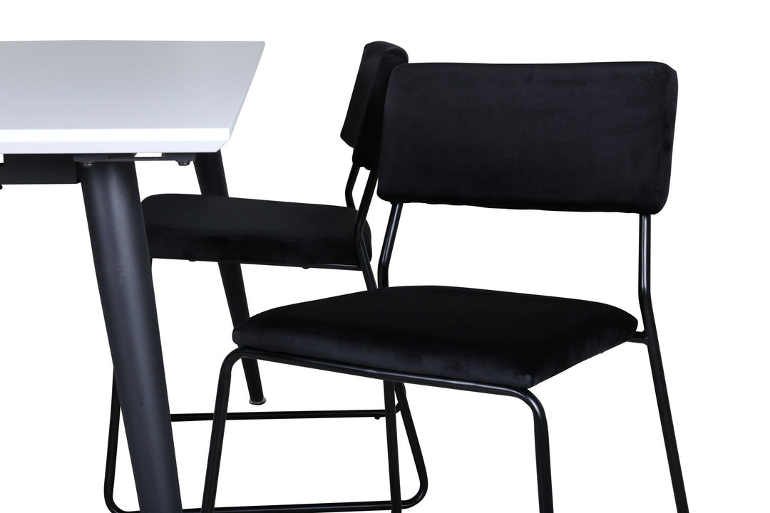 Venture Home Jimmy Dining Table - Black / White HPL+Kenth Chair - Black / Black Velvet_4