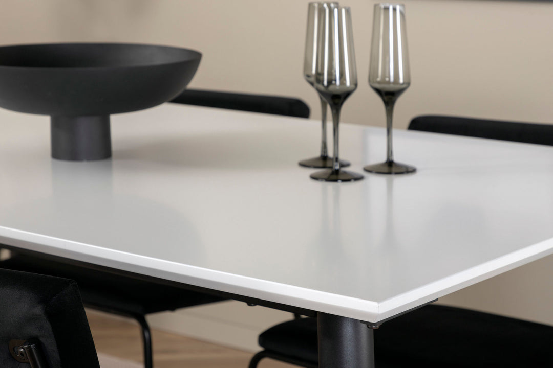 Venture Home Jimmy Dining Table - Black / White HPL+Kenth Chair - Black / Black Velvet_4